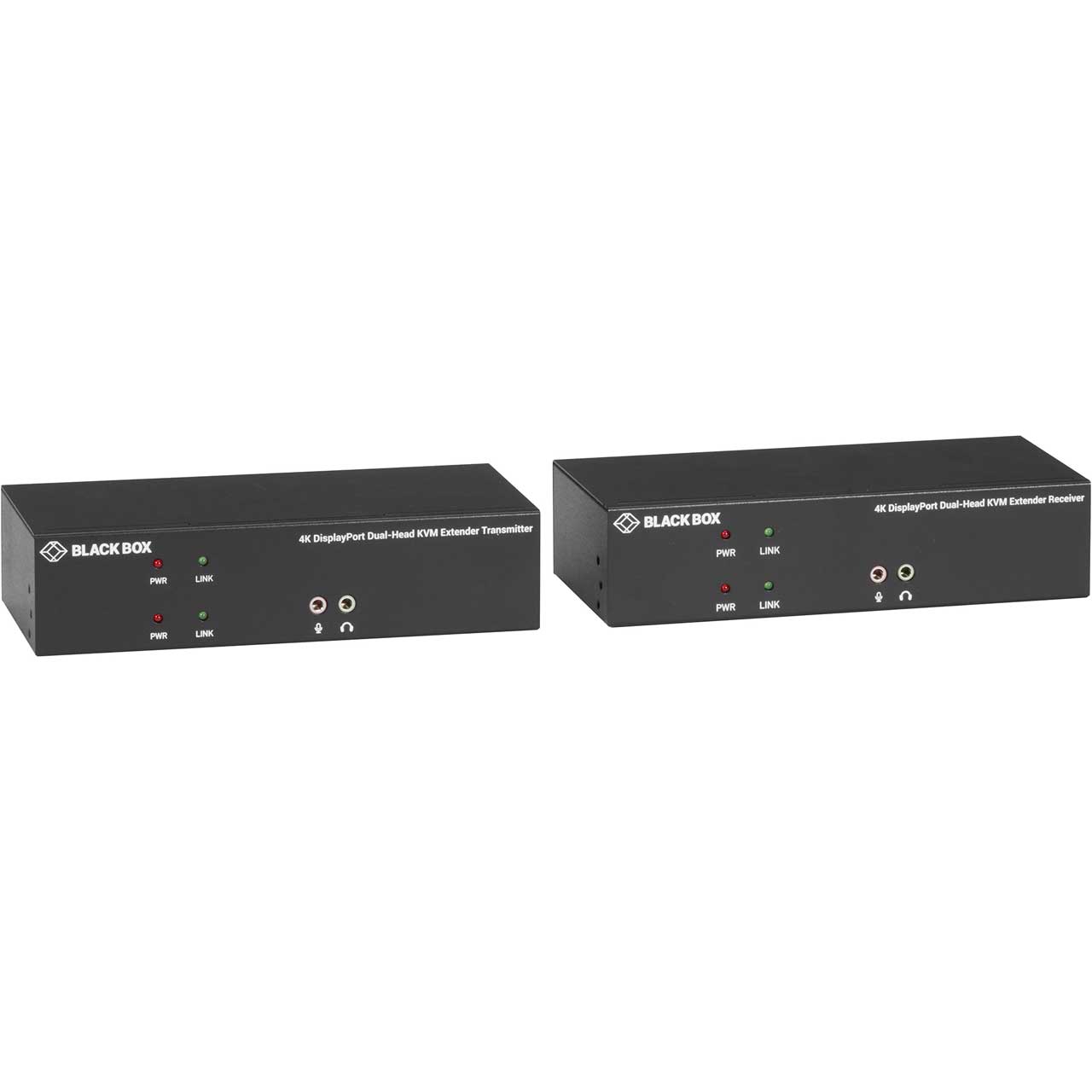 Black Box KVXLCDPF-200 KVM Extender Kit over Fiber-Dual-Monitor/DisplayPort 4K30/USB2.0/Audio/Serial/Local Video Out KVXLCDPF-200