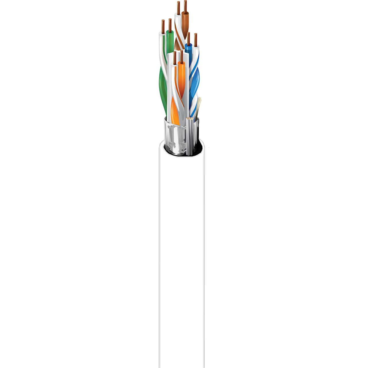 Belden 2413FS CMP/Plenum Cat6+ Enhanced Premise Horizontal F/UTP Cable 350MHz 4-Pair Shld/BC 23AWG - White - 1000 Foot