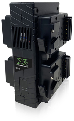 Core SWX GP-X4S Compact V-Mount 4-Position Fast Charger - 4hr Charger For Two 98wh Packs / 3a Fast Charge - Upright Design CSW-GP-X4S