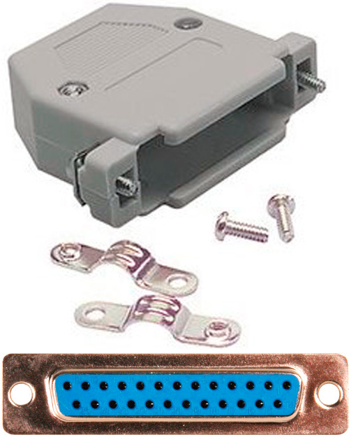 25-Pin HD Female D-Sub Connector with Plastic Hood (DJ25B and DE25B)