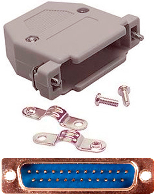 25-Pin HD Male D-Sub Connector with Plastic Hood  (DP25B and DE25B)