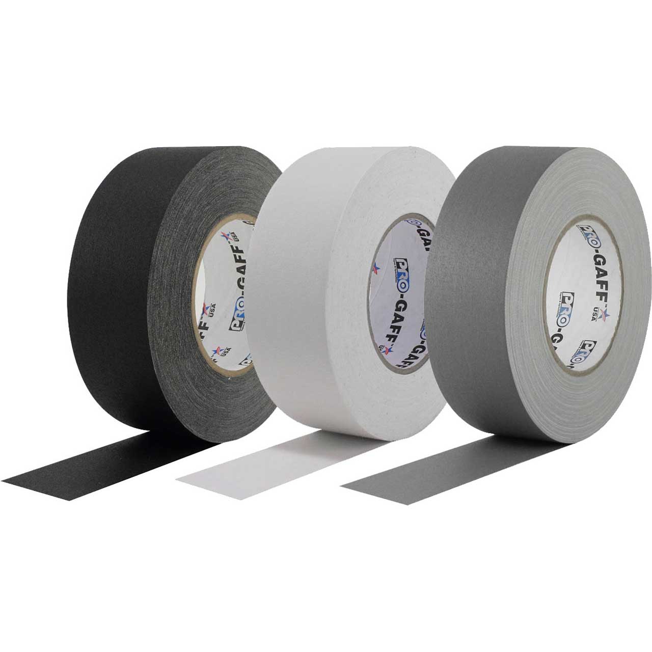 Pro Tapes Pro-Gaff Gaffers Tape Multi-Color 3-Pack - 2 Inch x 55 Yards - Black/White/Grey GAFF-TAPE-BDL-12