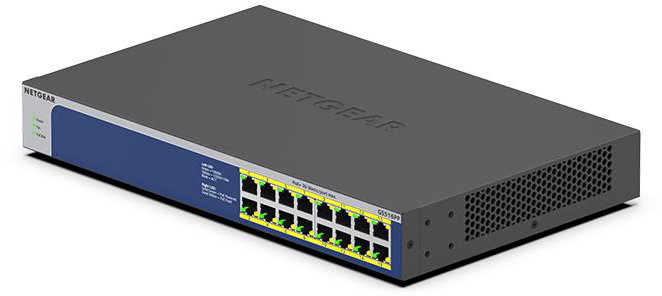 NetGear GS516PP-100NAS 16-Port Gigabit PoE+ Compliant Unmanaged Switch GS516PP-100NAS