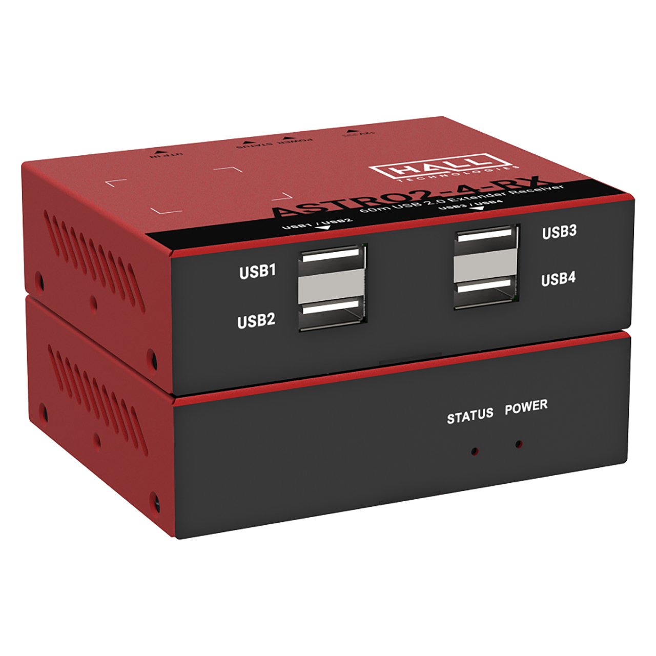 Hall Technologies HT-ASTRO2-4 4-Port USB 2.0 Plug and Play Extender - Max Transmission Distance of 165 Feet / 50 Meters