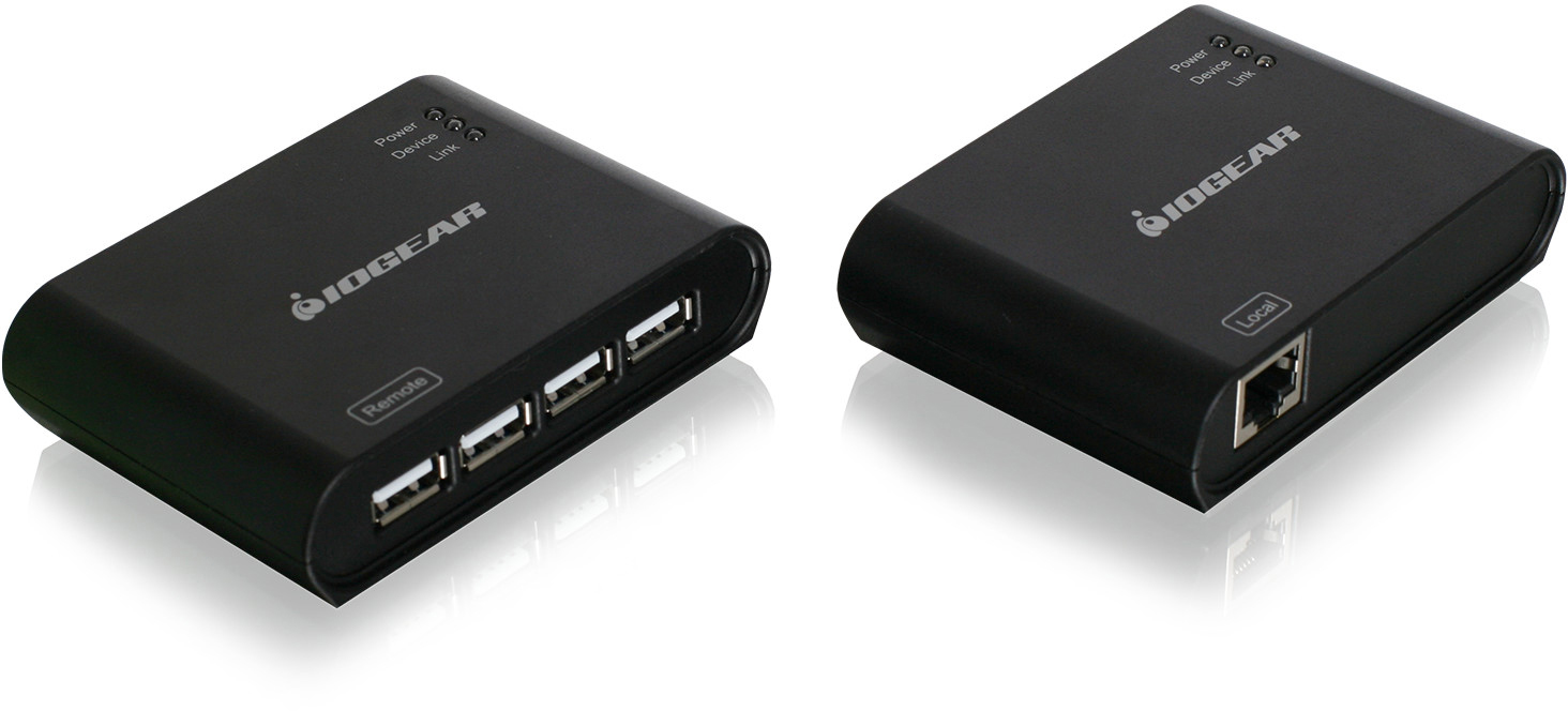 Iogear GUCE64 USB 2.0 4-Port BoostLinq Ethernet USB Extender over Cat5e/Cat6 Ethernet Cable - 164ft - TAA Compliant