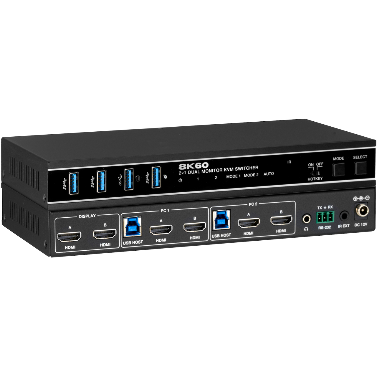 KanexPro KVM-2X1DUAL8K 2x1 Dual Display 8K60 HDMI KVM Switcher - HDCP 2.3 Compliant