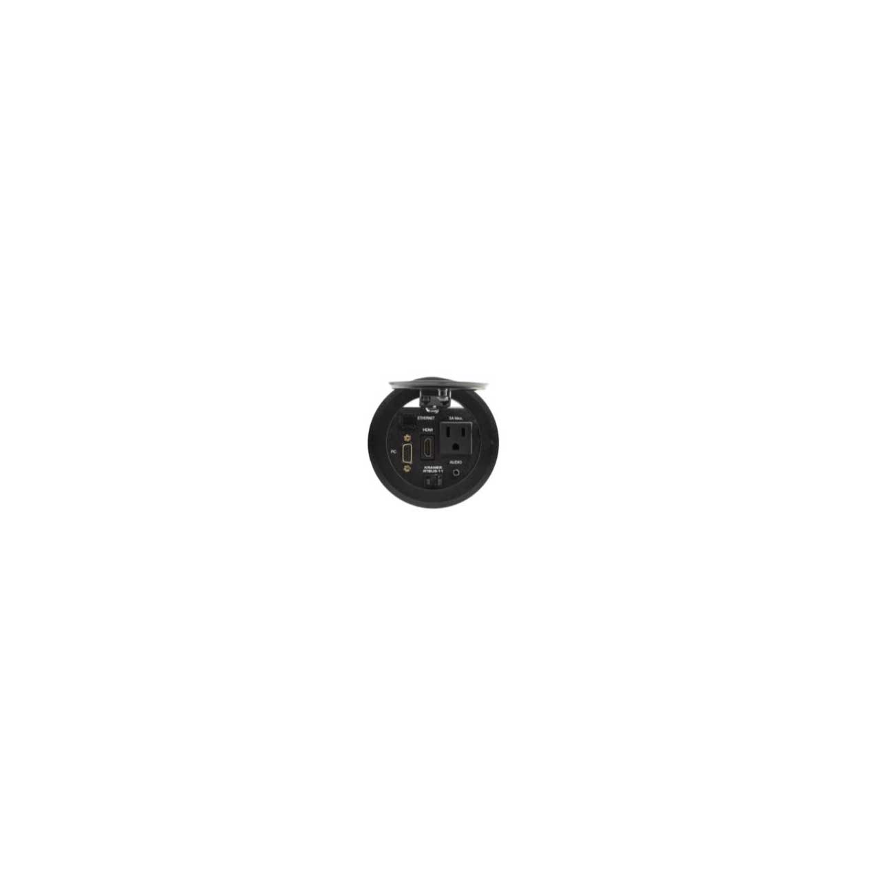 Kramer RTBUS-11-B Round Table Mount Multi-Connection Solution - Pneumatic Lid - Black Sand Blasted Finish