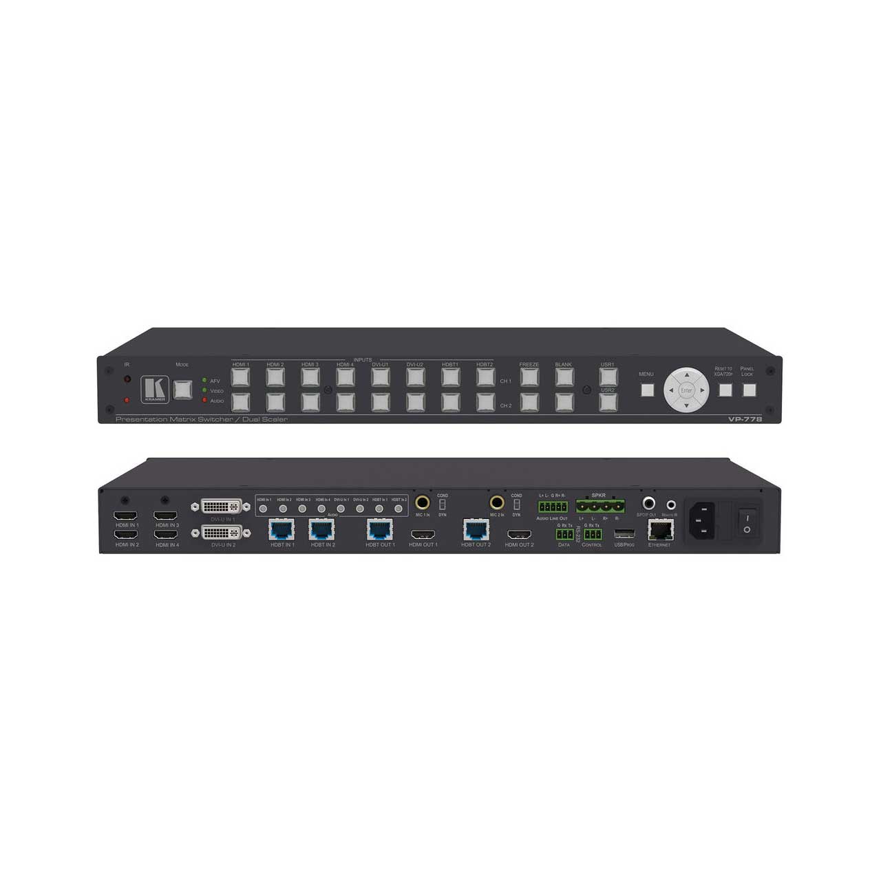 Kramer VP-778 8-Input Presentation Matrix Switcher/Scaler with Seamless Video Cuts & 4K30 Output Support
