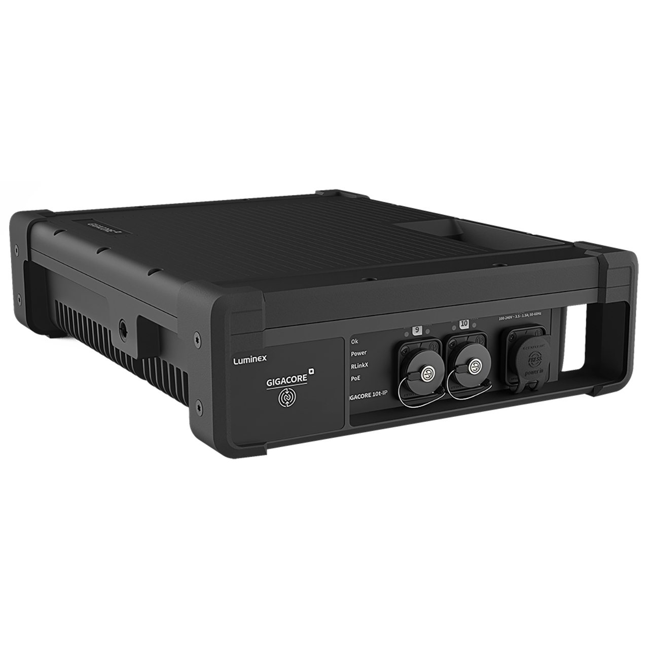 Luminex LU0100098-1G-POE-F4M/0M PoE++ GIGACORE 10t-IP Ethernet Switch w/ 8x EtherCON & 1x Fiber Fox 4-Channel MMF