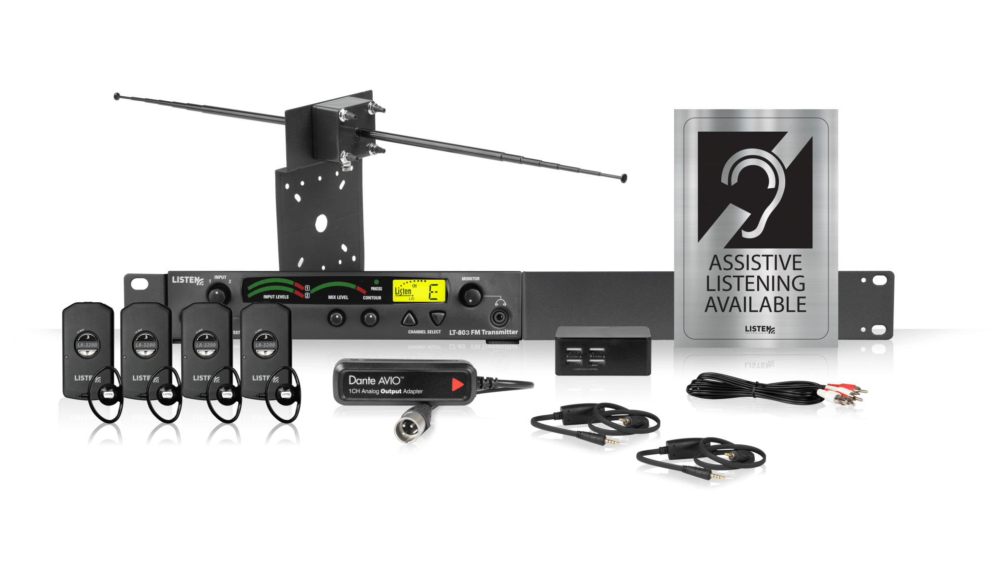 Listen Technologies LS-31-072 IDSP Essentials Level 2 Stationary RF Assistive Listening System - 72 MHz - Dante LSTN-LS-31-072-D