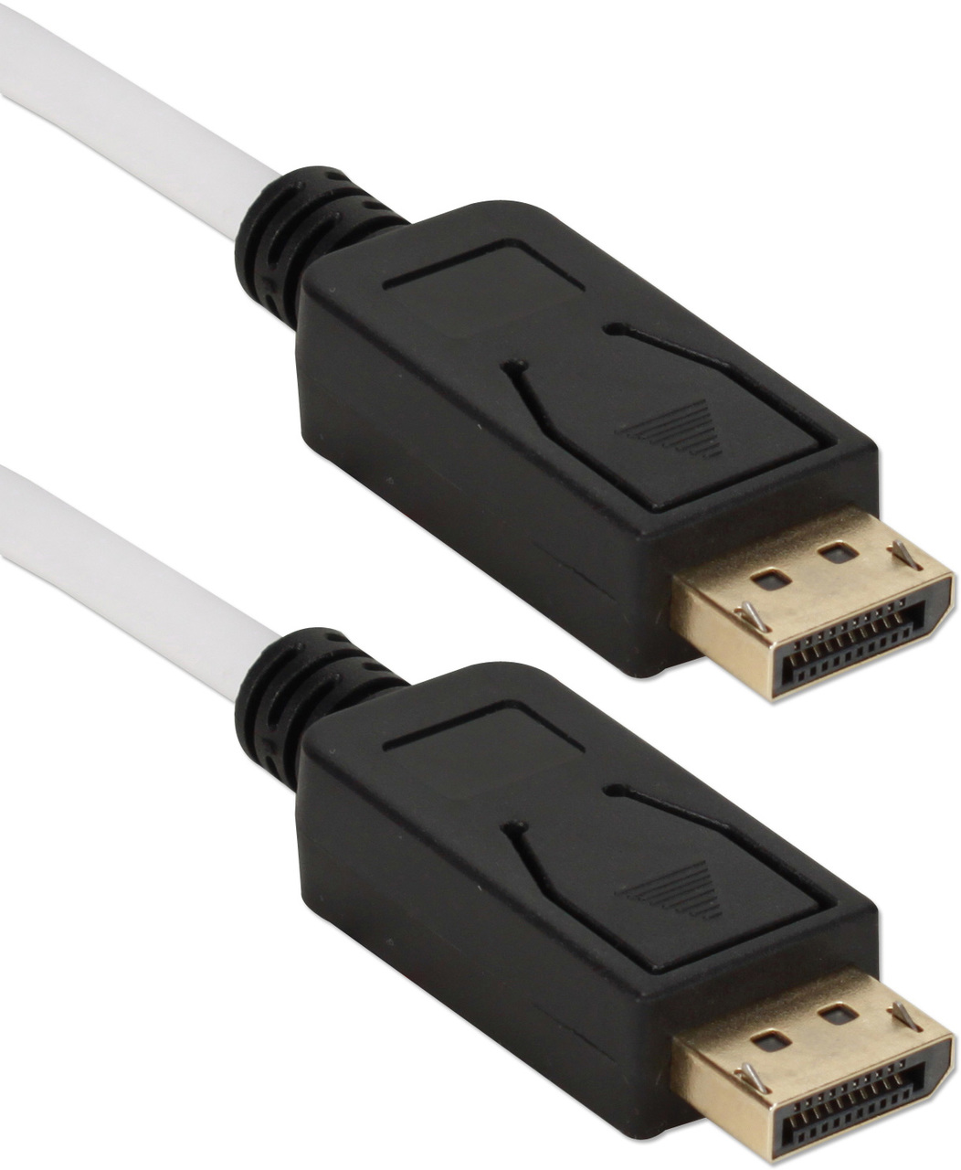DP-10BWBK 10 Foot DisplayPort UltraHD 4K White Cable with Black Connectors & Latches NB-DP-10WBK