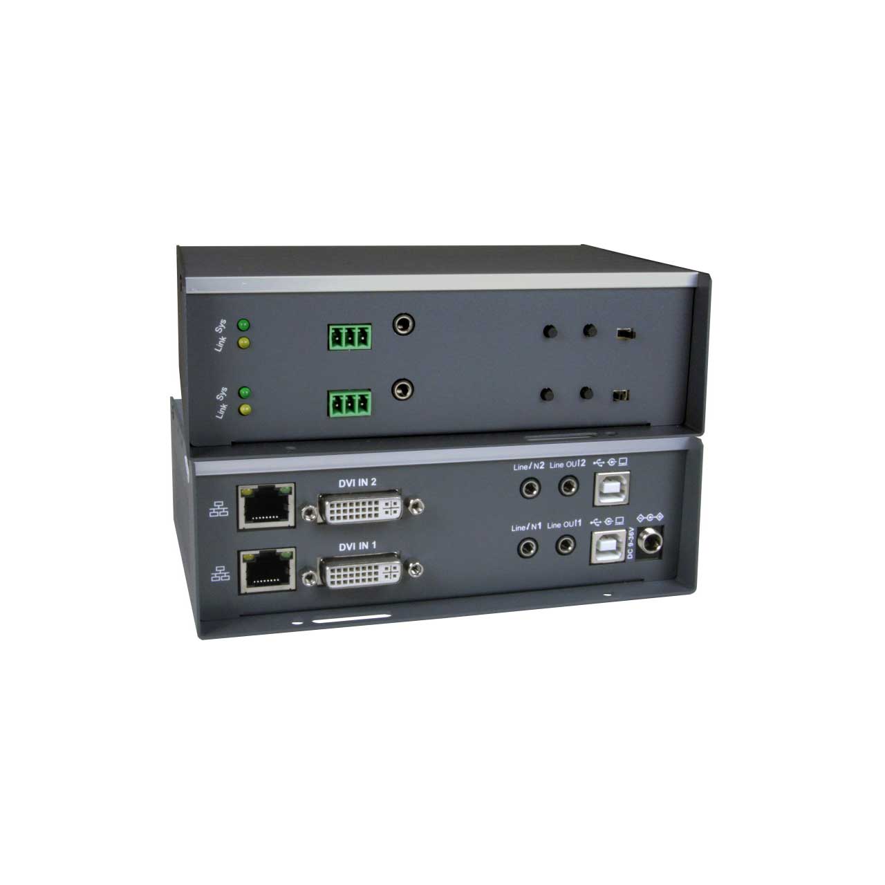 NTI ST-IPUSBD-L-DH Dual Monitor DVI USB KVM Extender with Video Wall Support Over IP - Local Unit