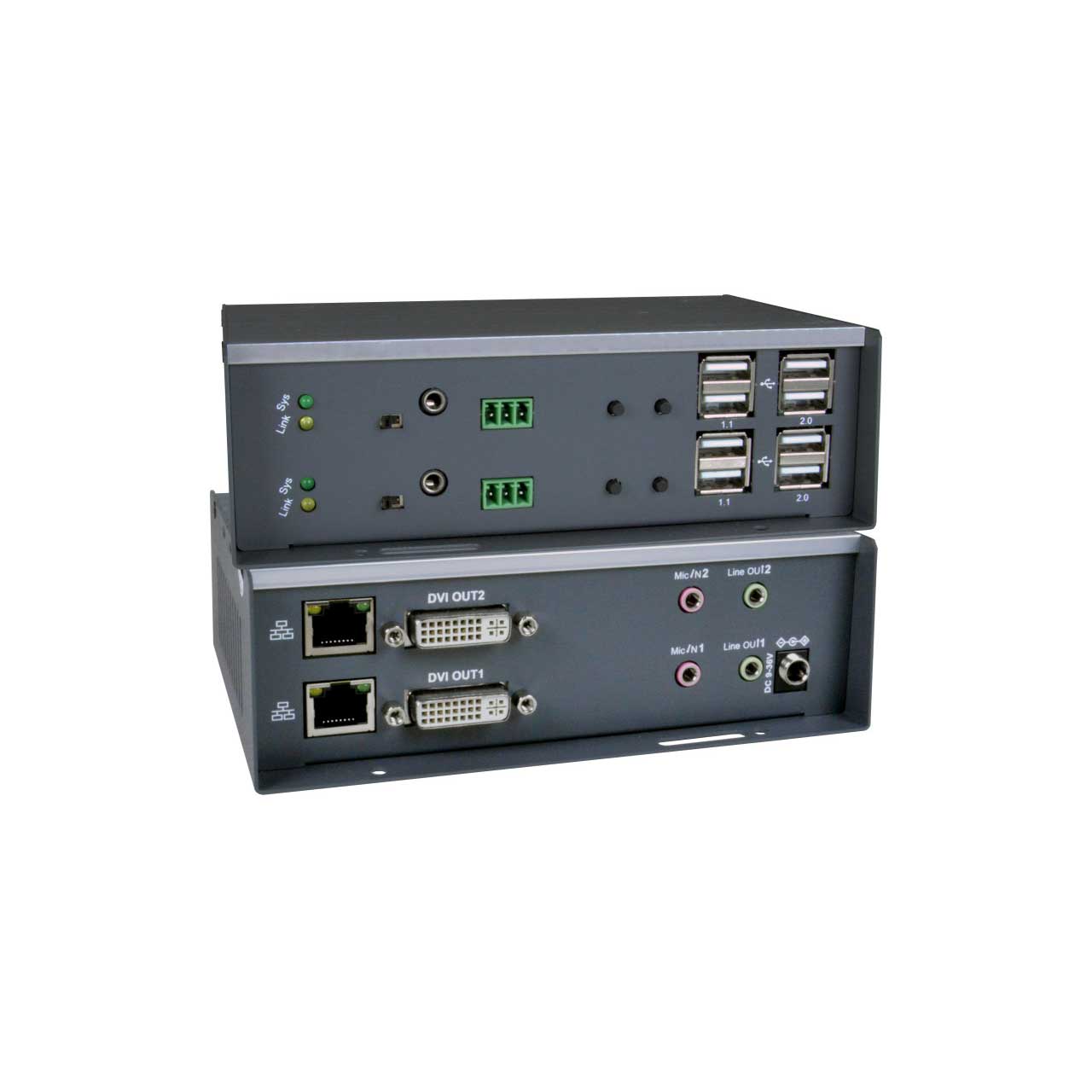 NTI ST-IPUSBD-R-DH Dual Monitor DVI USB KVM Extender with Video Wall Support Over IP - Remote Unit