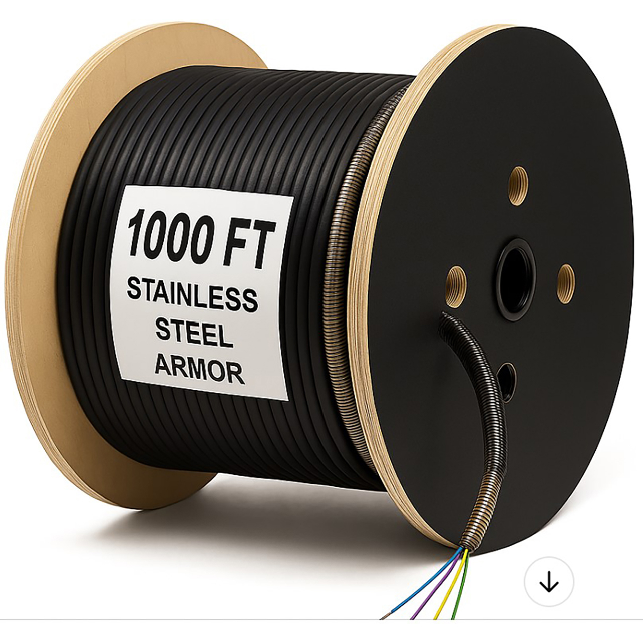 nanoFIBER 4 Core Stainless Steel Armored and BRAID Reinforcement Tight Buffer 900u Multimode Fiber Cable - 1000 Foot