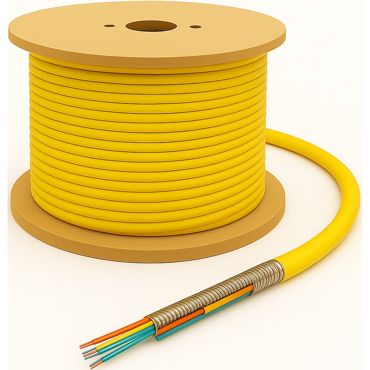 nanoFIBER 24-Strand 12-SM + 12-MM OM4 Composite Stainless Steel Armored Water Blocking Plenum Fiber Cable - 250 Foot
