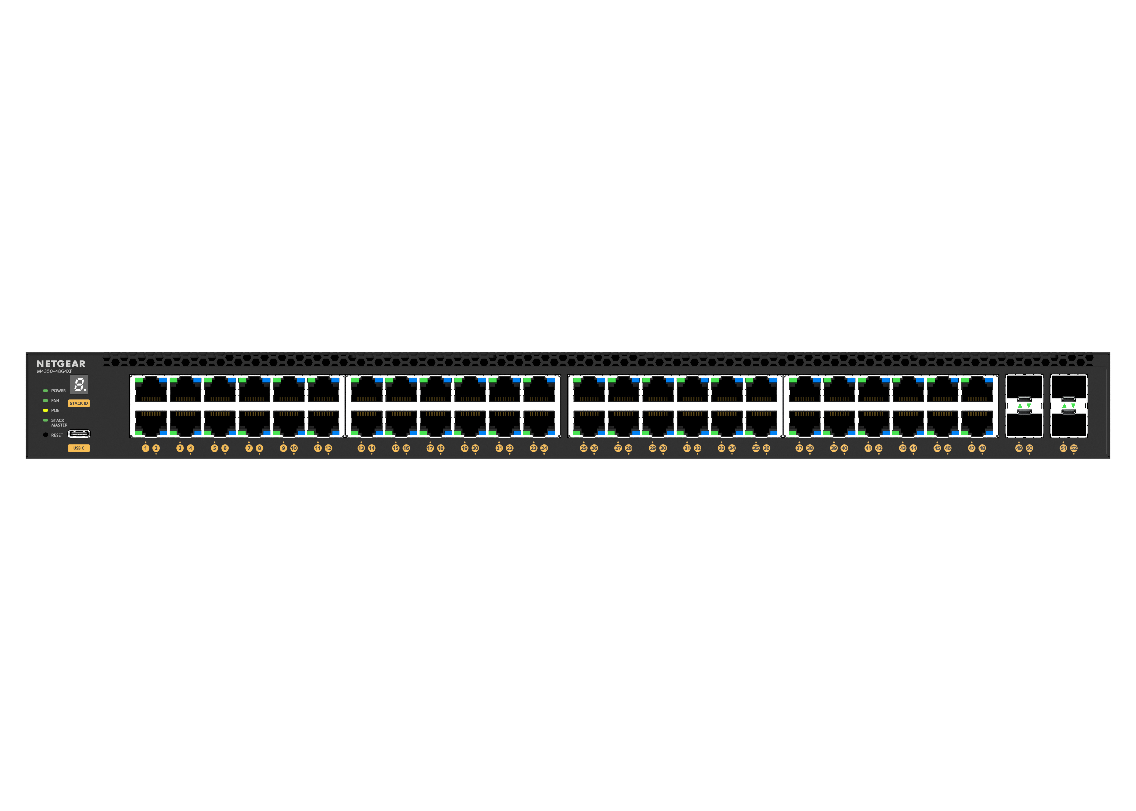 Netgear AV Line M4350 Series GSM4352 48x1G PoE+ (236W base/up to 1440W) and 4xSFP+ Fully Managed Switch M4350-48G4XF