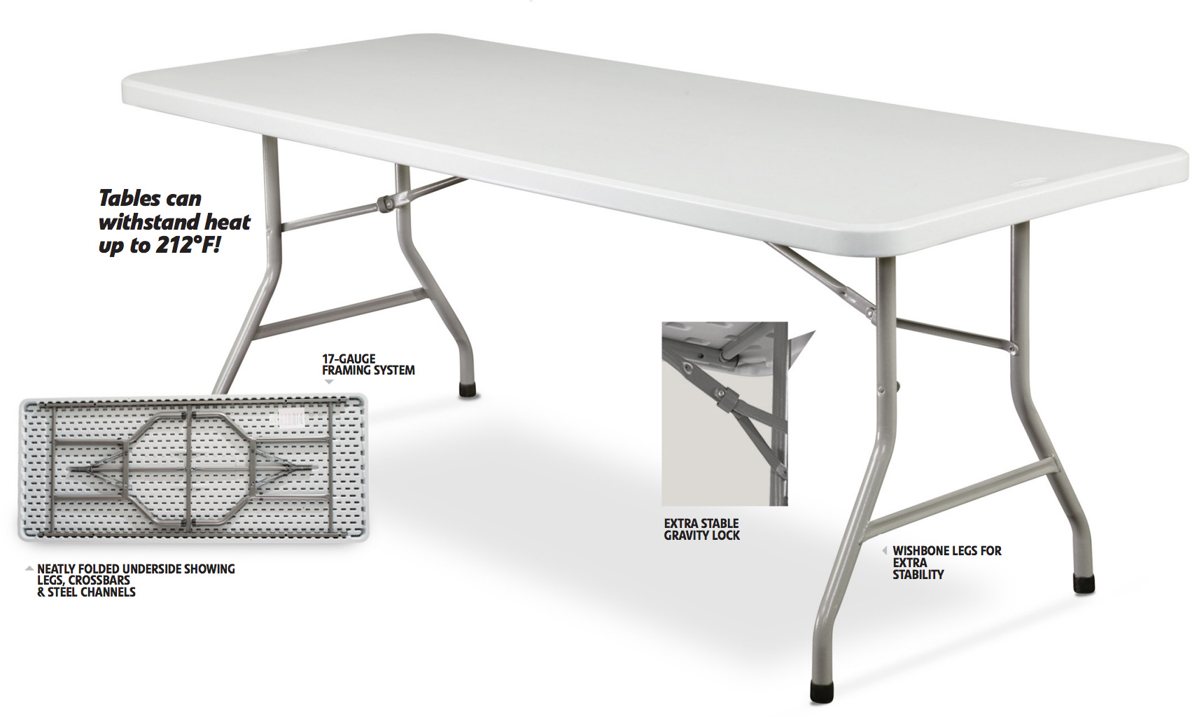 BT-3072 Plastic Blow Molded Grey Rectangle Folding Table 30inx72in NPSBT3072