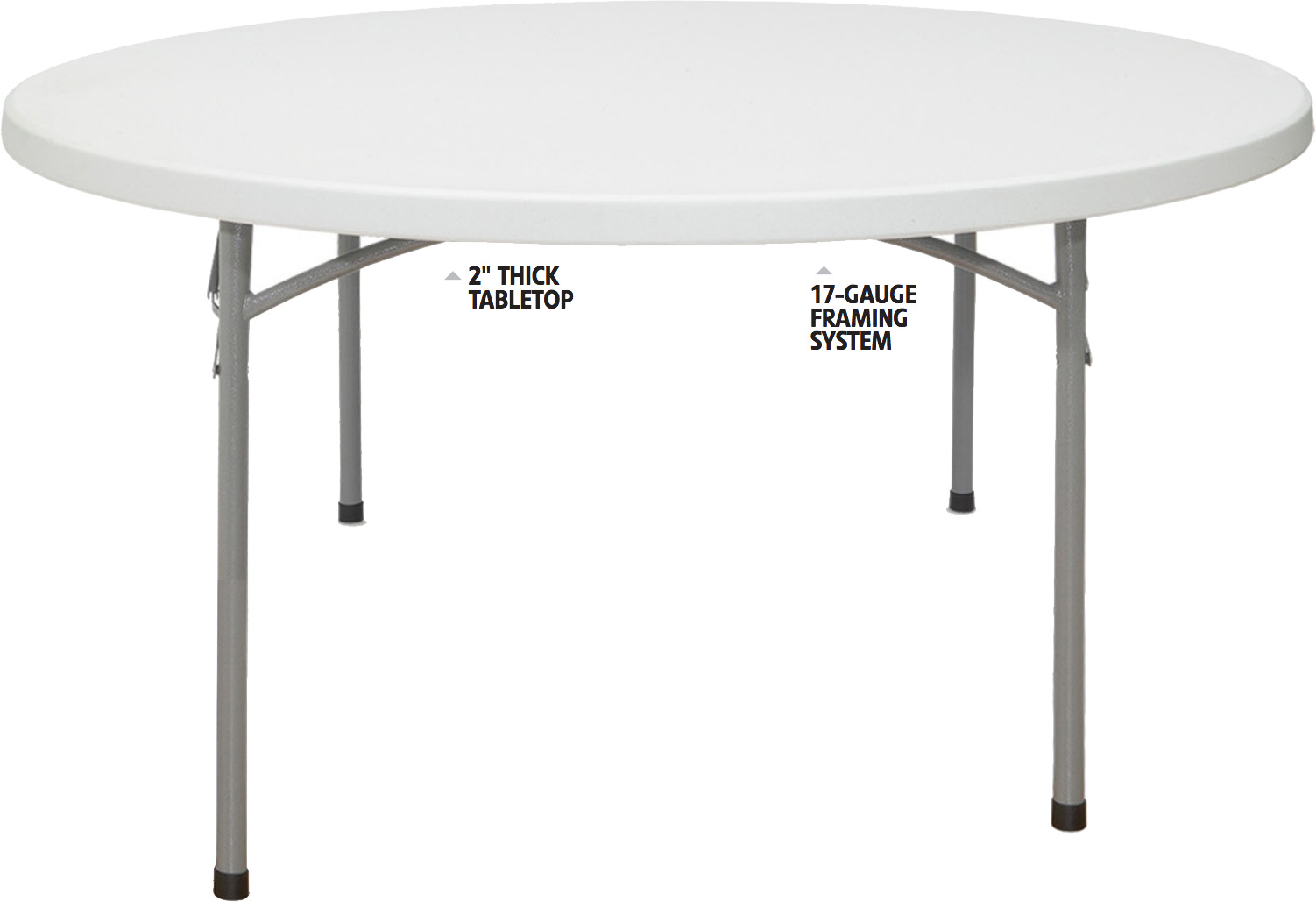 BT-60R Plastic Blow Molded Grey Round Folding Table 60in  BT-60R