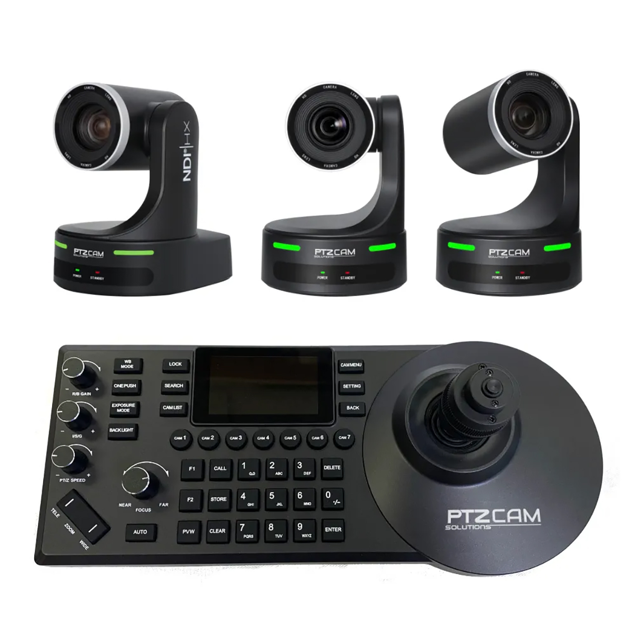 PTZCam PTZC-3PTZ20X-CSNDI HD Auto-Tracking 20x Zoom PTZ 3-Camera Bundle with NDI / SDI / HDMI / USB Outputs & Controller