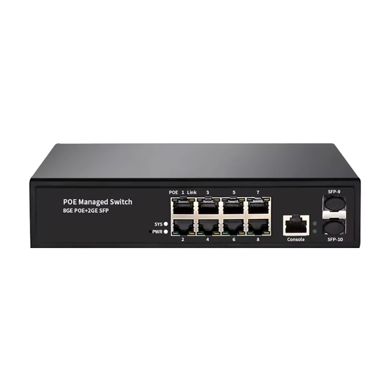 PTZCam PTZC-8P-POE-2SFP 8-Port Gigabit Ethernet POE+ Network Switch for Live Streaming with 2x SFP Ports