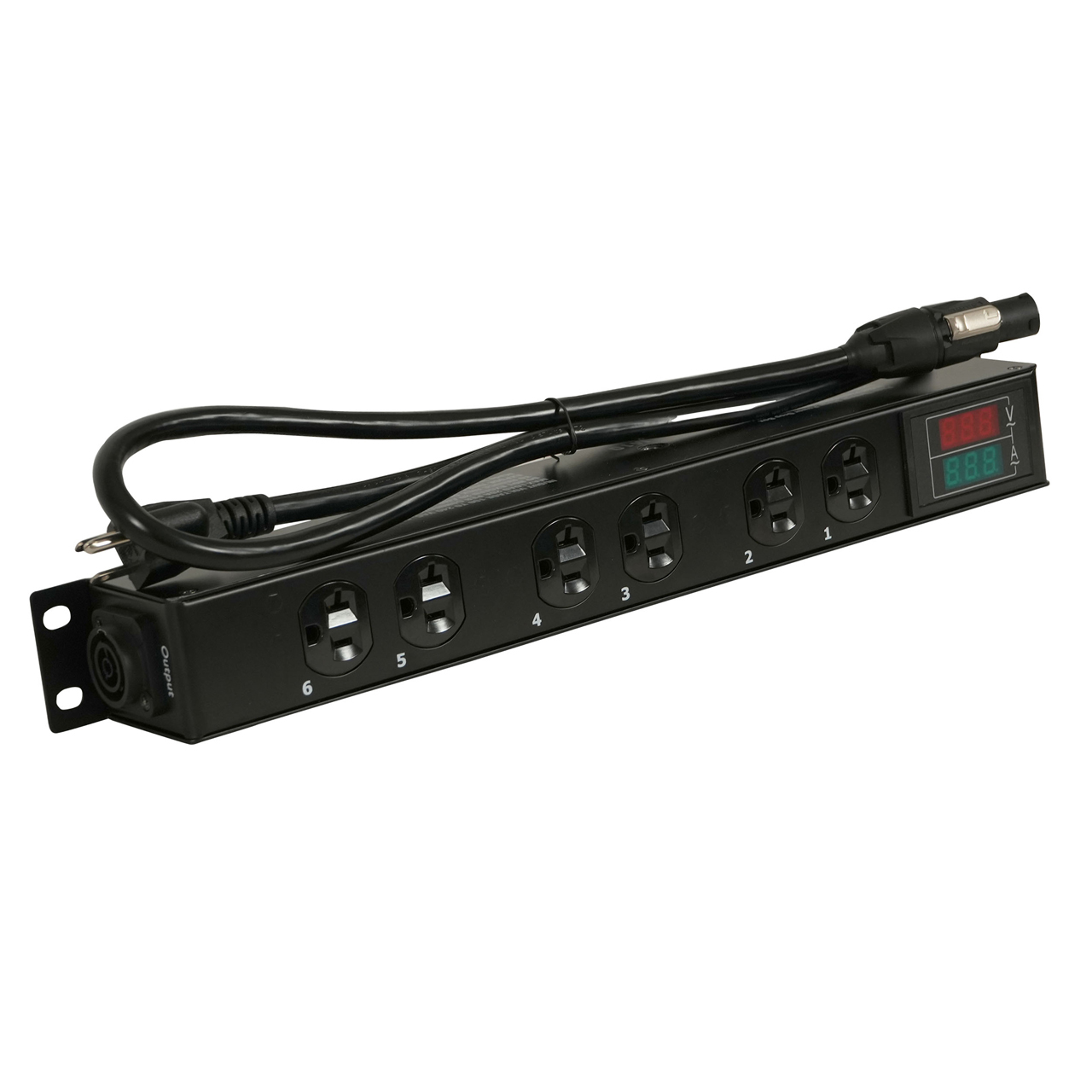 ProX PXG-XPWEDLEDX6TARA 6 Outlet NEMA 5-20R Stage Power Distribution Box with True1 IN / Out and Current Display