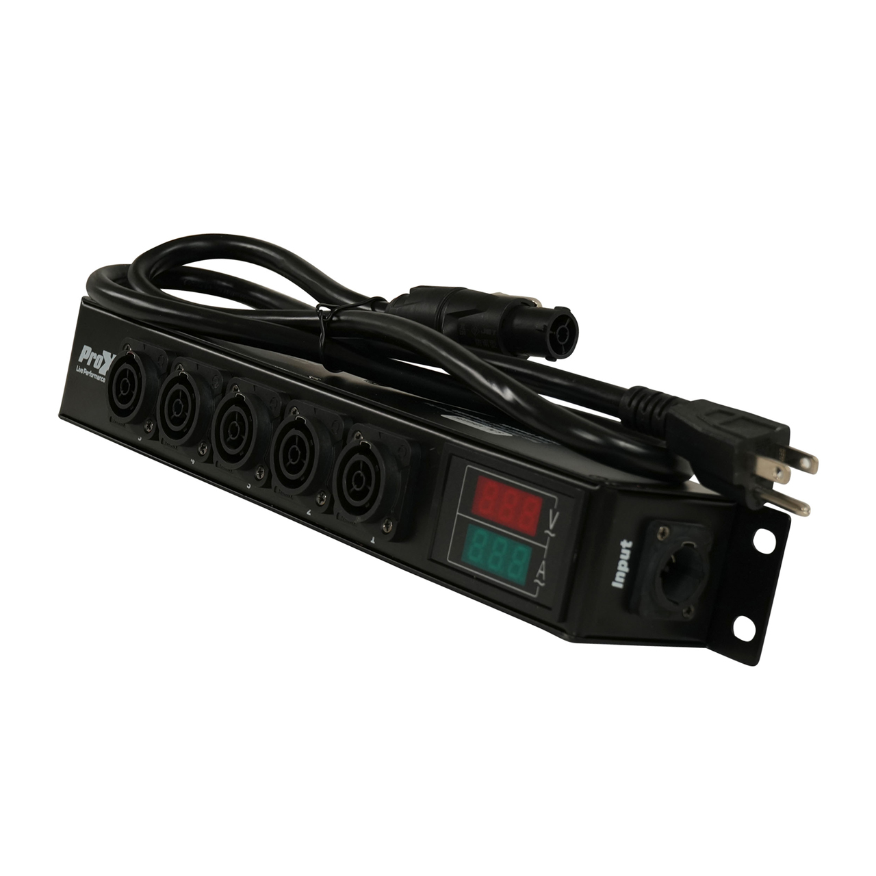 ProX -PWTR1LEDX6DANA DANA PowerCenter AC to 6x True1 Splitter Outputs - 20A REAN by NEUTRIK Connectors with V&A Meter