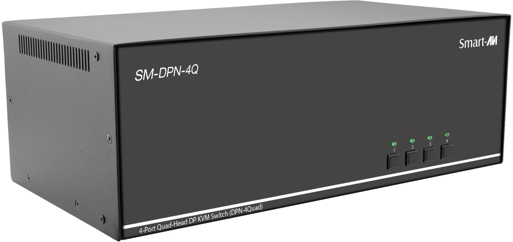 Smart AVI SM-DPN-4Q 4 Port Quad-head Displayport KVM Switch with Keyboard/Mouse/USB 2.0 and 4 Monitors - 4k 60Hz SM-DPN-4Q