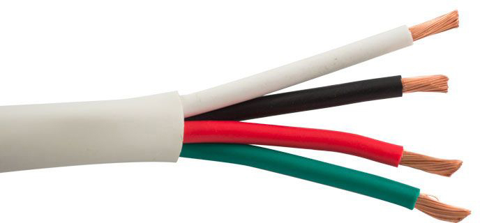 Structured Cable 12/4OFC Direct Burial 4-Conductor 12 AWG Stranded Copper Indoor/Outdoor Speaker Cable - 500 Feet White