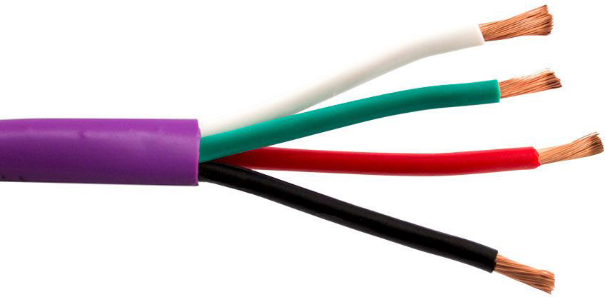 Structured Cable 14/4OFC Direct Burial 4-Conductor 14 AWG Stranded Copper Indoor/Outdoor Speaker Cable - 500 Feet Purple