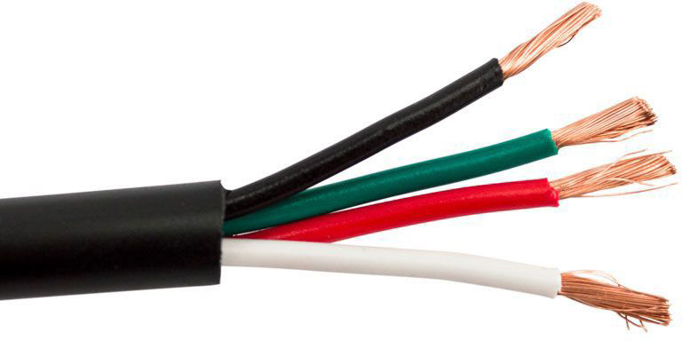 Structured Cable 16/4OFC Direct Burial 4-Conductor 16 AWG Stranded Copper Indoor/Outdoor Speaker Cable - 500 Feet Black