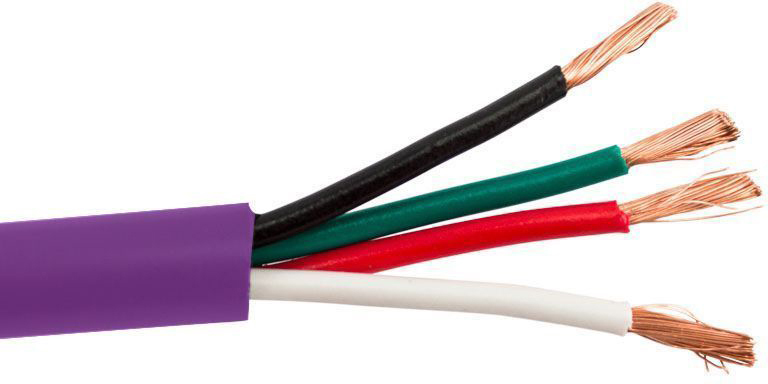 Structured Cable 16/4OFC 4-Conductor 16 AWG Stranded Copper In-Wall Speaker Cable - 500 Feet Purple