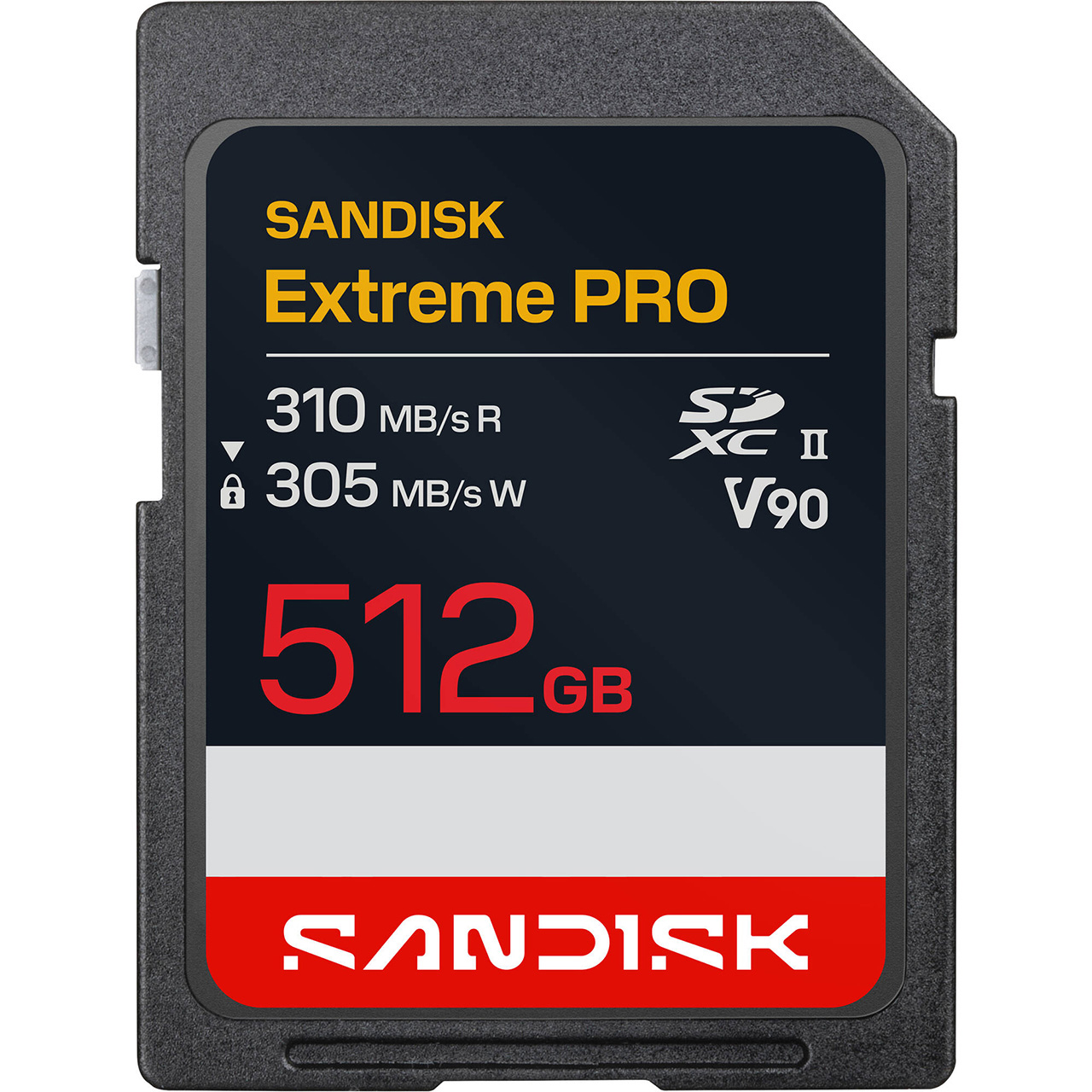 SanDisk SDSDXDE-512G-GN4IN 512GB Extreme Pro SDHC and SDXC UHS-II V90 Memory Card - 310MBs Read and 305MBs Write Speeds