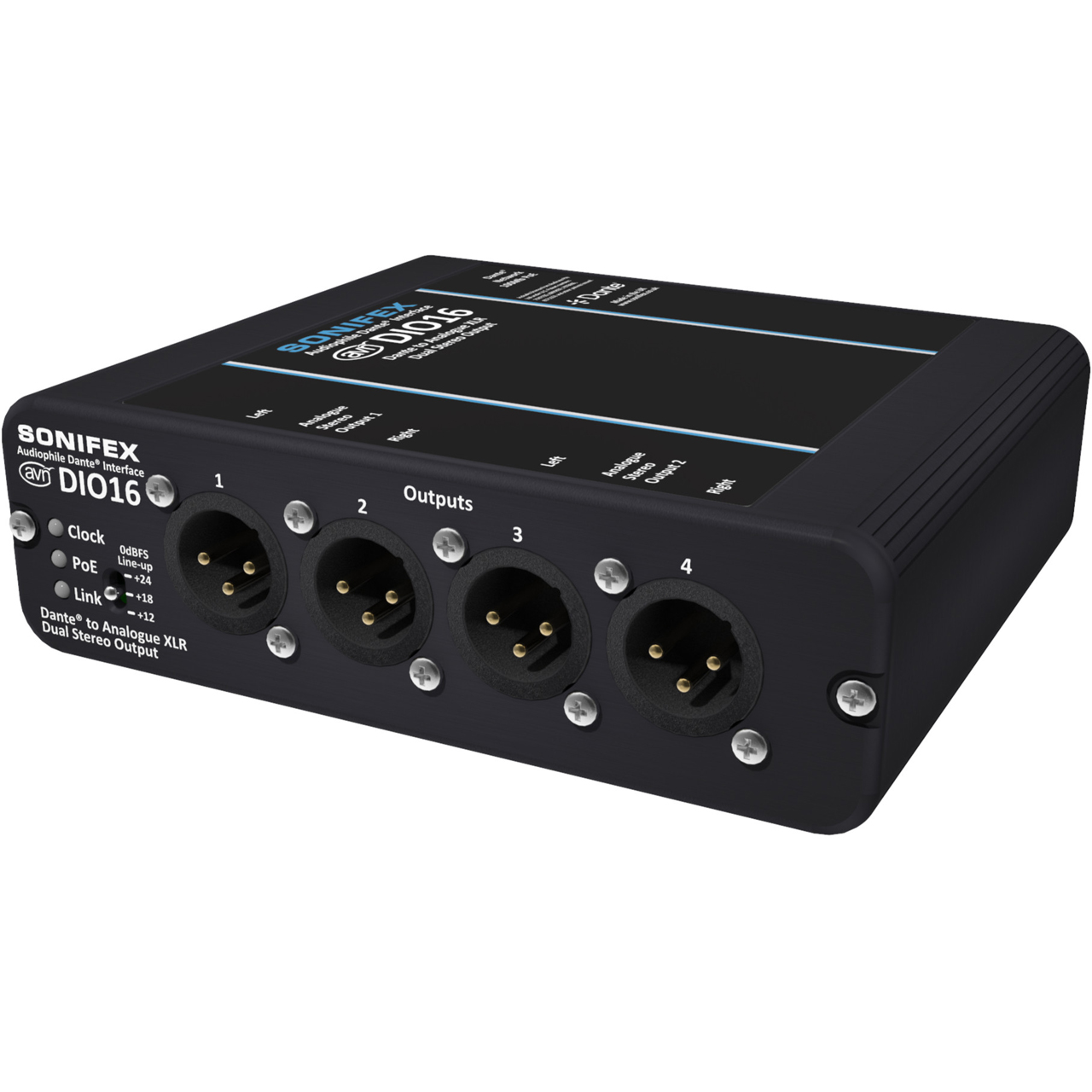 Sonifex AVN-DIO16 Dante to 4x Analog XLR Output Converter - Includes 1x Neutrik etherCON Connector