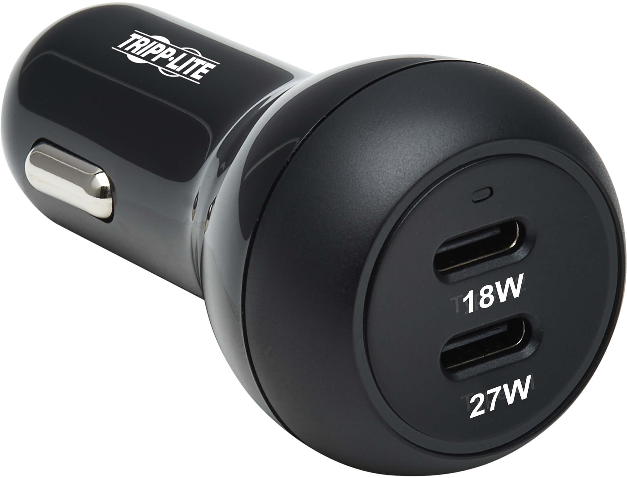 Tripp Lite U280-C02-45W-2B USB Car Charger Dual-Port 45W USB-C 27W and 18W - Black TRL-U280C0245W2B