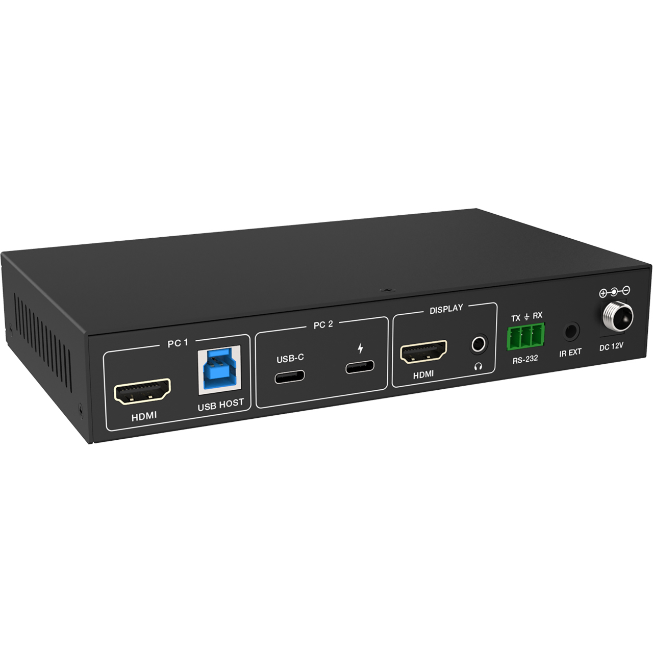 VigilLink VLKV-H20C21 2x1 HDMI/USB-C 4K60 KVM Switcher with Hotkey Switching - HDCP 2.3 and DP 1.4 Compliant