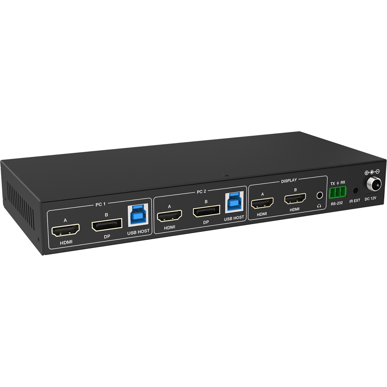 VigilLink VLKV-H20P2D 2x1 Dual Monitor 4K60 HDMI/DP KVM Switcher with Hotkey Switching - HDCP 2.3 and DP1.2a Compliant