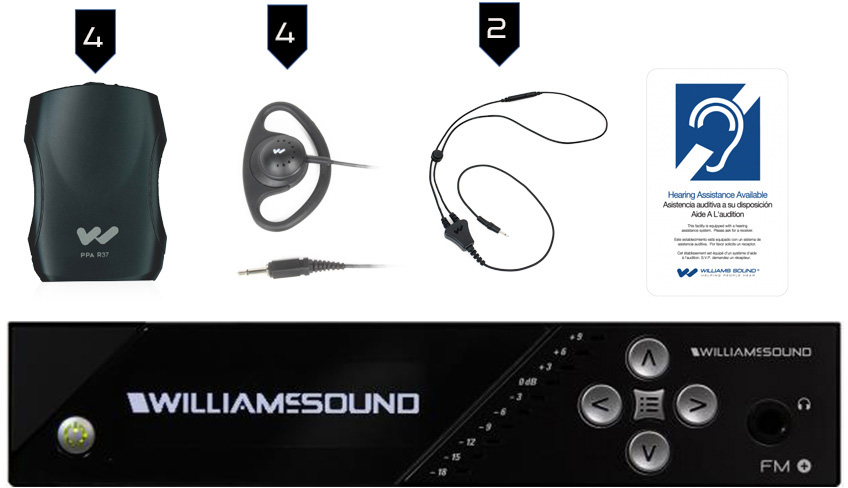 WILLIAMS AV FM 557 Plus Large-area Dual FM and Wi-Fi Assistive Listening System with 4 FM R37 Receivers  FM 557