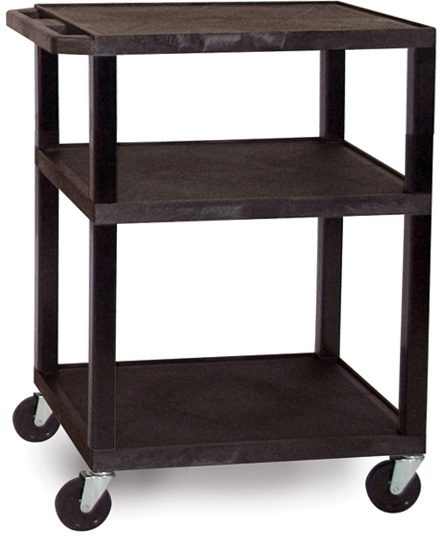 Luxor WT34E Tuffy 34 Inch Height AV Cart - Three Shelves / Black Legs  WT34E
