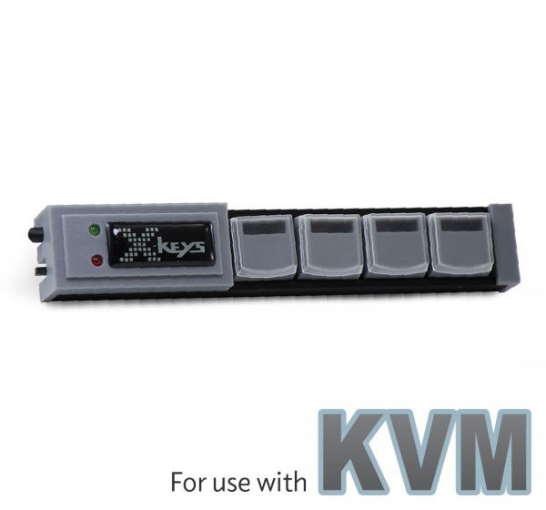 X-Keys XK-4 Stick KVM Remote Control - 4 Dedicated Keys for controlling a KVM Switch with Addressable Blue Backlighting