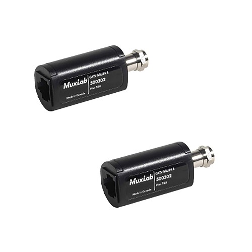 MuxLab 500302-2PK CATV Balun II 75 Ohm Coax VideoEase CAT5 Balun - 2 Pack 