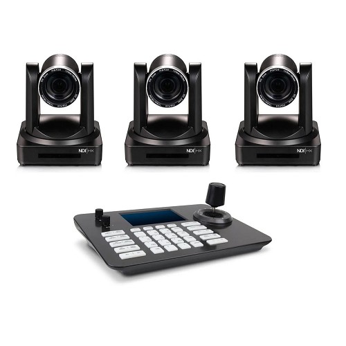 PTZCam PTZC-3PTZ-PLUS-CS Three 1080p60 20x Zoom PTZ Streaming Camera Bundle with Control Surface and Camera Brackets 