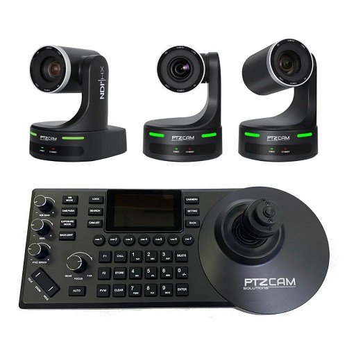 PTZCam PTZC-3PTZ20X-CSNDI HD Auto-Tracking 20x Zoom PTZ 3-Camera Bundle with NDI / SDI / HDMI / USB Outputs & Controller 