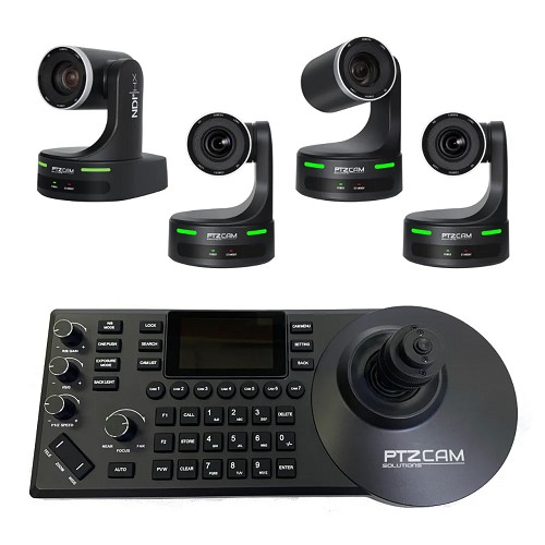 PTZCam PTZC-4PTZ20X-CSNDI HD Auto-Tracking 20x Zoom PTZ 4-Camera Bundle with NDI / SDI / HDMI / USB Outputs & Controller 