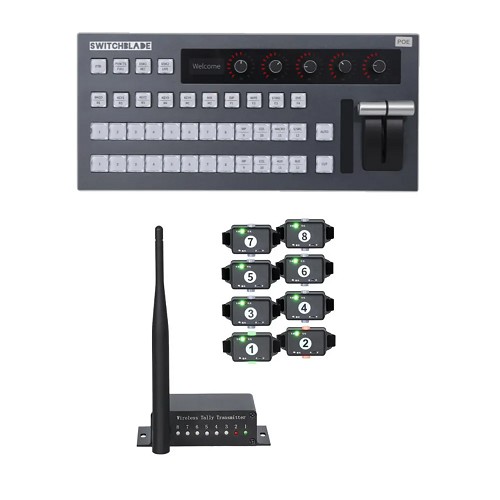 PTZCam PTZC-TALLY8-VMC12 8-Light Wireless Tally System Bundle with Switchblade VMC12 vMix 12-Channel Control Surface 
