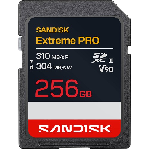 SanDisk SDSDXDE-256G-GN4IN 256GB Extreme Pro SDHC and SDXC UHS-II V90 Memory Card - 310MBs Read and 305MBs Write Speeds 