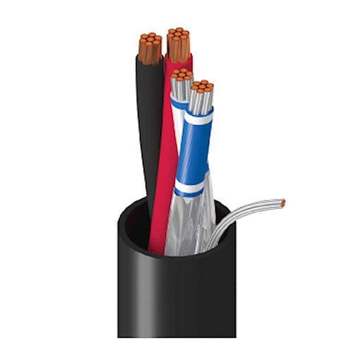 West Penn Wire 1PR2216PBK1000 1 Pair 22AWG Shielded / 16/2 Unshielded Overall Plenum Jacket OSDP Cable - 1000 Foot 
